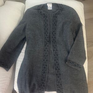 Basler Grey Beaded Wrap Sweater Size 44